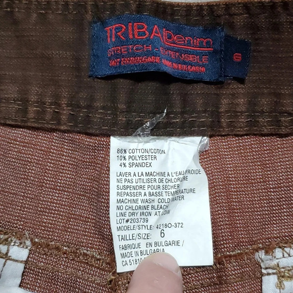 Tribal denim wide leg chocolate Jean Bermuda shorts euc - Picture 4 of 8